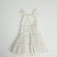 New White Chiffon Mid-length Beach Dress